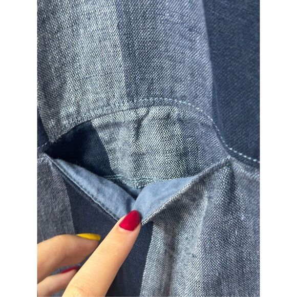 NWOT Garnett Hill Meraki Linen Patchwork Denim Boat Neckline Dress Women's S - Picture 3 of 12